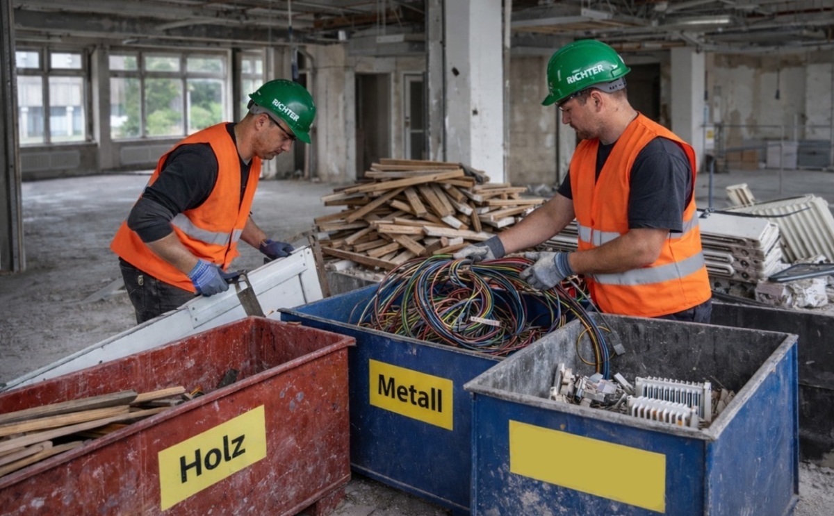 Mitarbeiter Trennen Abbruchmaterialien zum Entsorgung
