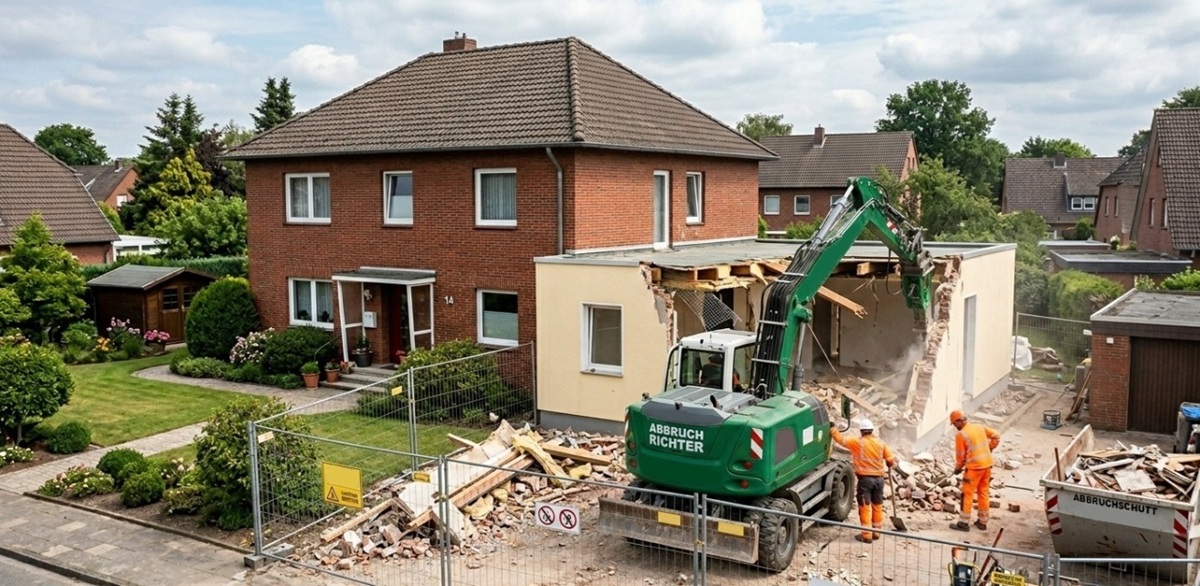 eilabbruch in Hamburg Rahlstedt Anbau mit Flachdach wurde fachgerecht zurückgebaut und entsorgt