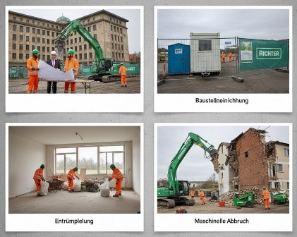 Sicherheit und Technik bei Abbrucharbeiten. Schutz, Staubbindung, Erschütterungskontrolle und maschineller Abbruch