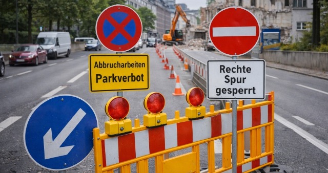 Straßensperrung Abbruch Hamburg Baustelle